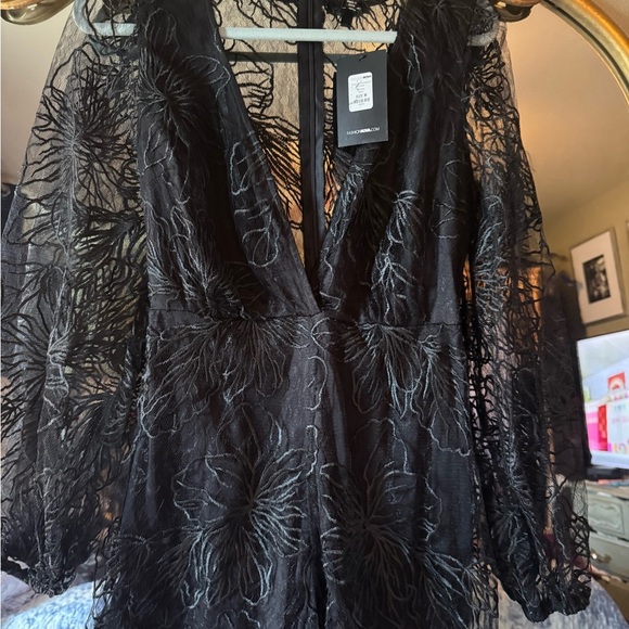 Fashion Nova Black Embroidered Romper - Picture 2 of 7